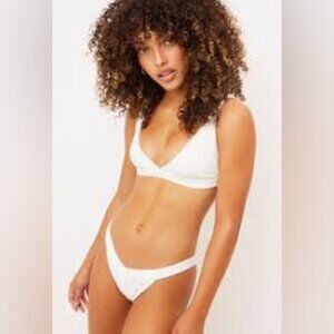 Brand NEW WITH TAGS Frankies Bikinis Grace White ribbed bikini bottom - SIZE MED